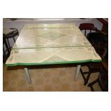 Antique porcelain enamel top table with