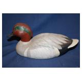 Full size green wing teal drake decoy signed