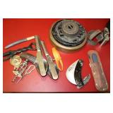 Lot including bottle openers, knife fork and