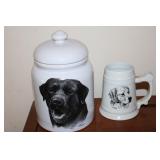 Black lab porcelain container with a crack and