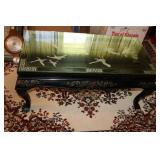 Oriental coffee table with flying cranes (glass