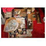 Lot of cabinet hardware including brass door