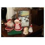 Lot of Christmas items including Santa and Mrs.