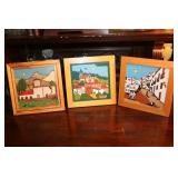 3 St. Germier framed tile pictures, Molino