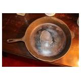 Large cast iron fry pan marked made in USA marked