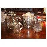 Pyrex Perculator coffee pot, Bacardi pitcher and