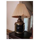Nautical boat light lamp and 2 antique oil lamps