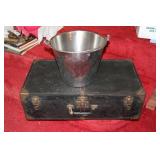 Black flat top trunk and stainless steel bucket