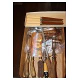 Box lot including meat clever, scissors and meat