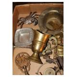 Box lot including crab, Alcatraz key, brass