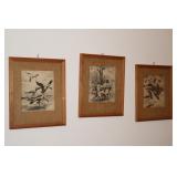 4 prints including flying pintails, landing geese,