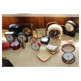 Assortment of alarm clocks including Emes, Linden