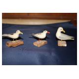 3 Miniature bird carvings by Orville Young from