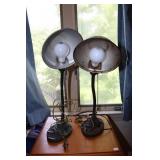 Vintage brass floor lamp and 2 Antique desk lamps