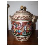 German handled pot 2 small chips on lid