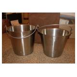 Pair of stainless steel buckets largest is 16 qt