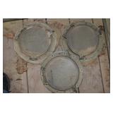 3 Antique Ship portholes outside diameter 13"