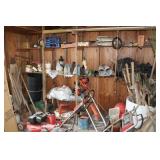 Contents of builiding including 2 push mowers,