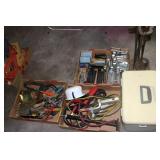 Box lots including vintage staplers, jumper