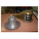 Antique boat light and a metal boat bell