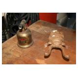 Box lot including Dunlap brass torch, cast iron