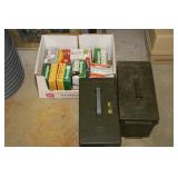 2 green ammo boxes and lot of shotgun sheels