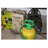 Lot including car ramps, 3 sprayers, water fire