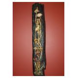 Driftwood wall art with mushroom design signed M