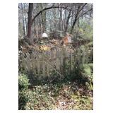 Double shepards hook with dog wind chime and bird