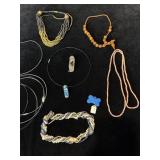 Jewelry lot - Rosary, wire style necklaces one has