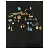 Lot including Dichroic glass earrings, pins, cuff