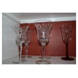Lot - champagne glasses, wine glasses, pig art