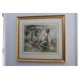 Framed picture 'Picnic' of a mother with her