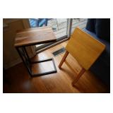 Lot - C shaped side table and a folding tv tray