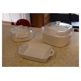 Lot - 3 white baking dishes 2 Corning Ware and 1