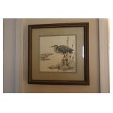 Framed Blue Heron print by J. Swan 129/300 16' x