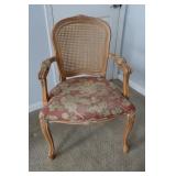 Carved French style cane back chair