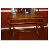 Duncan Phyfe style dropleaf server with leather