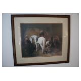 Framed horse print 'Grooming' 32' x 28'