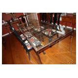 Chrome and glass table with one leaf - table