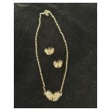 Filigree butterfly necklace with matching earrings