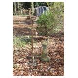 Iron bird feeder and concrete bird bath base