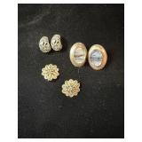 Earring lot - art glass pair marked OT 925,