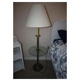 Floor lamp with glass table