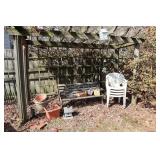 Lot - bench, bird feeder, frog, plastic