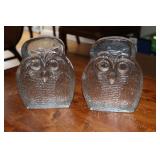 Pair of Blenko glass owl bookends
