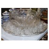 L.E. Smith 'Pinwheel & Star' punch bowl set