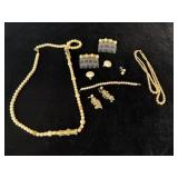 Lot of pearl style necklaces, hair combs, earrings