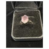 Ring with Rose Quartz style stone marked England