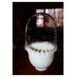 Fenton ivory crest wedding basket 8' tall